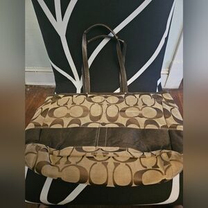 Brown and Tan Coach Tote Bag